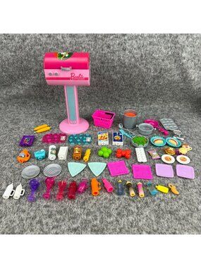 ✅ Barbie Doll Size Grill With Play Food & Drink Lot Miniature Diorama